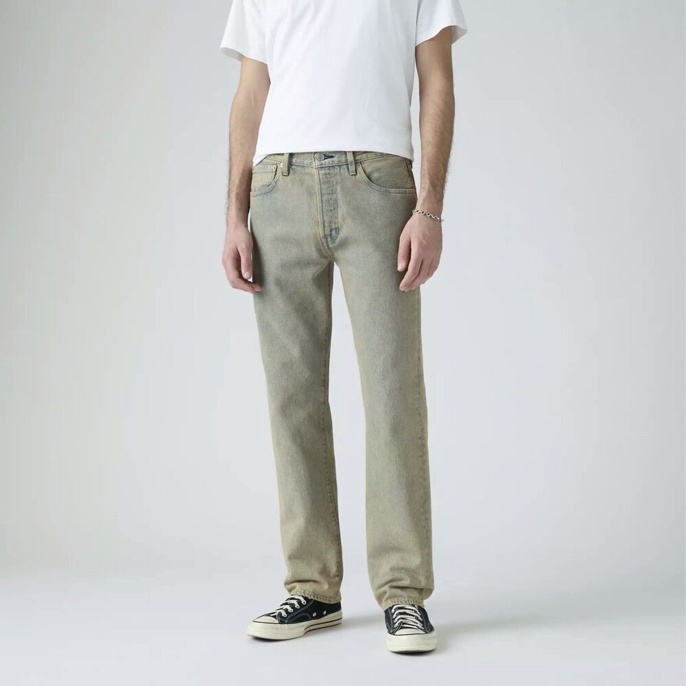 NWT $98 Levi's Premium 501 Original 100% Cotton Jeans Light Blue Gray Men 32x32